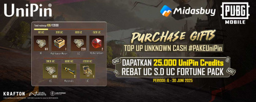 [Purchase Gift – Juni 2025] Top Up Unknown Cash #PakeUniPin & Dapatkan 25.000 UniPin Credits, Bonus UC s.d UC Fortune Pack